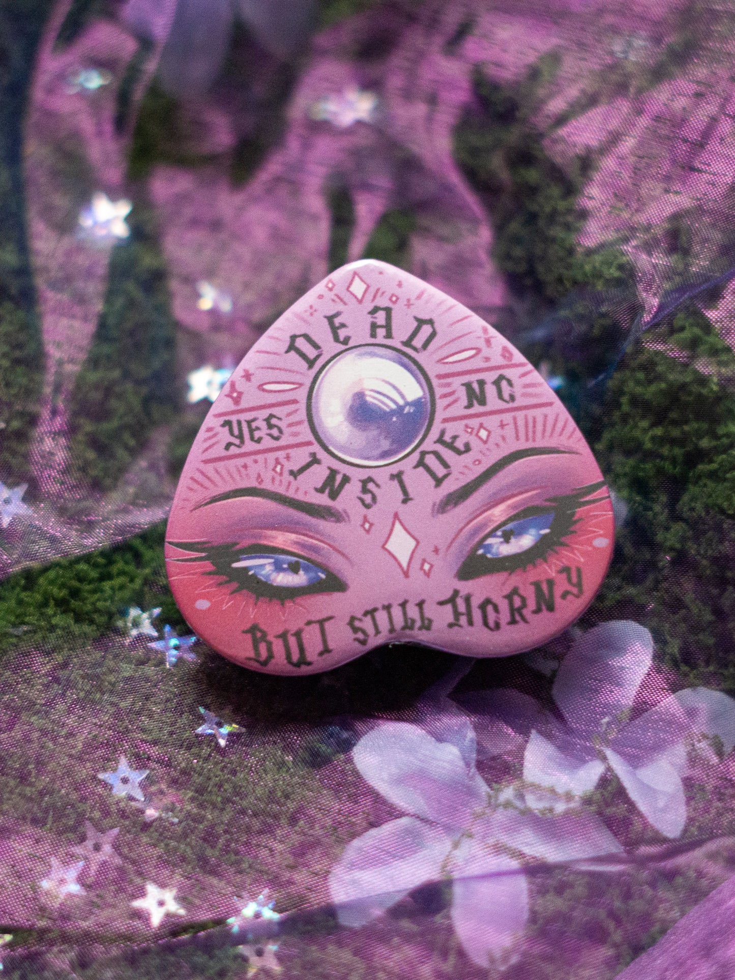 OUIJA BUTTON | "Dead Inside but still horny" | ♡-Badge